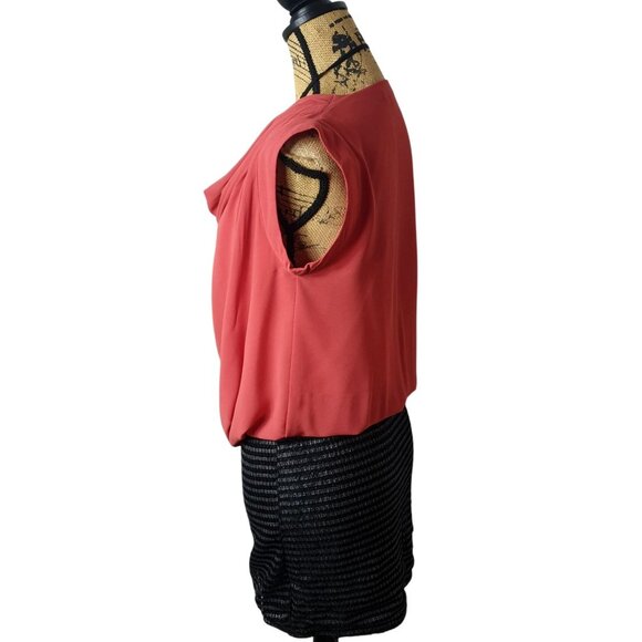 UB LA Womens Sleeveless Dress S Coral Drape Neck Textured Black Party Cocktail - Picture 4 of 6